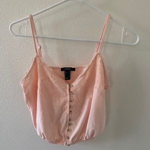 Pink Lace Crop Top